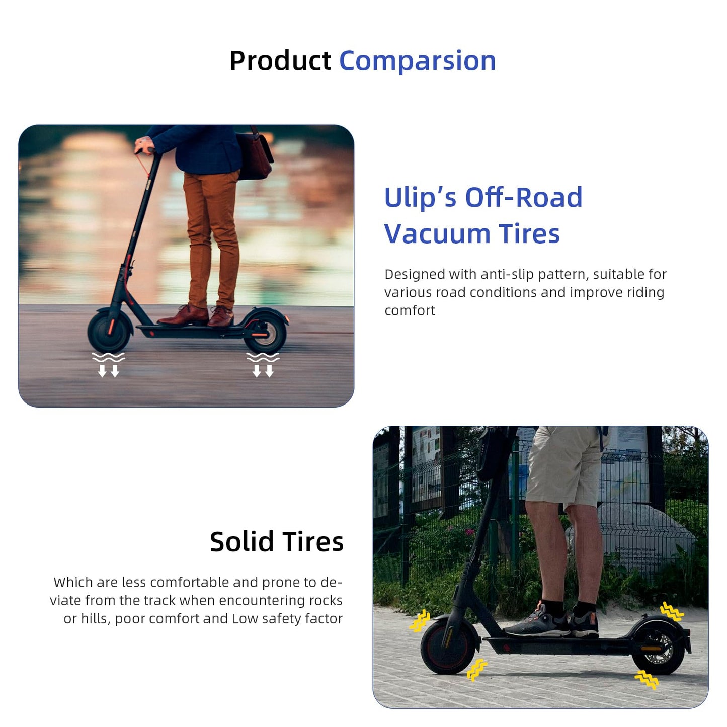 ulip (2-Pack) 50/75-6.1 Off-Road tubeless scooter tire with valve 8 1/2x2 Front and Rear Wheels Replacement for Gotrax GXL V2 Hiboy S2 Xiaomi M365 Pro Pro2 1S MI3 and 8.5 inch Scooters
