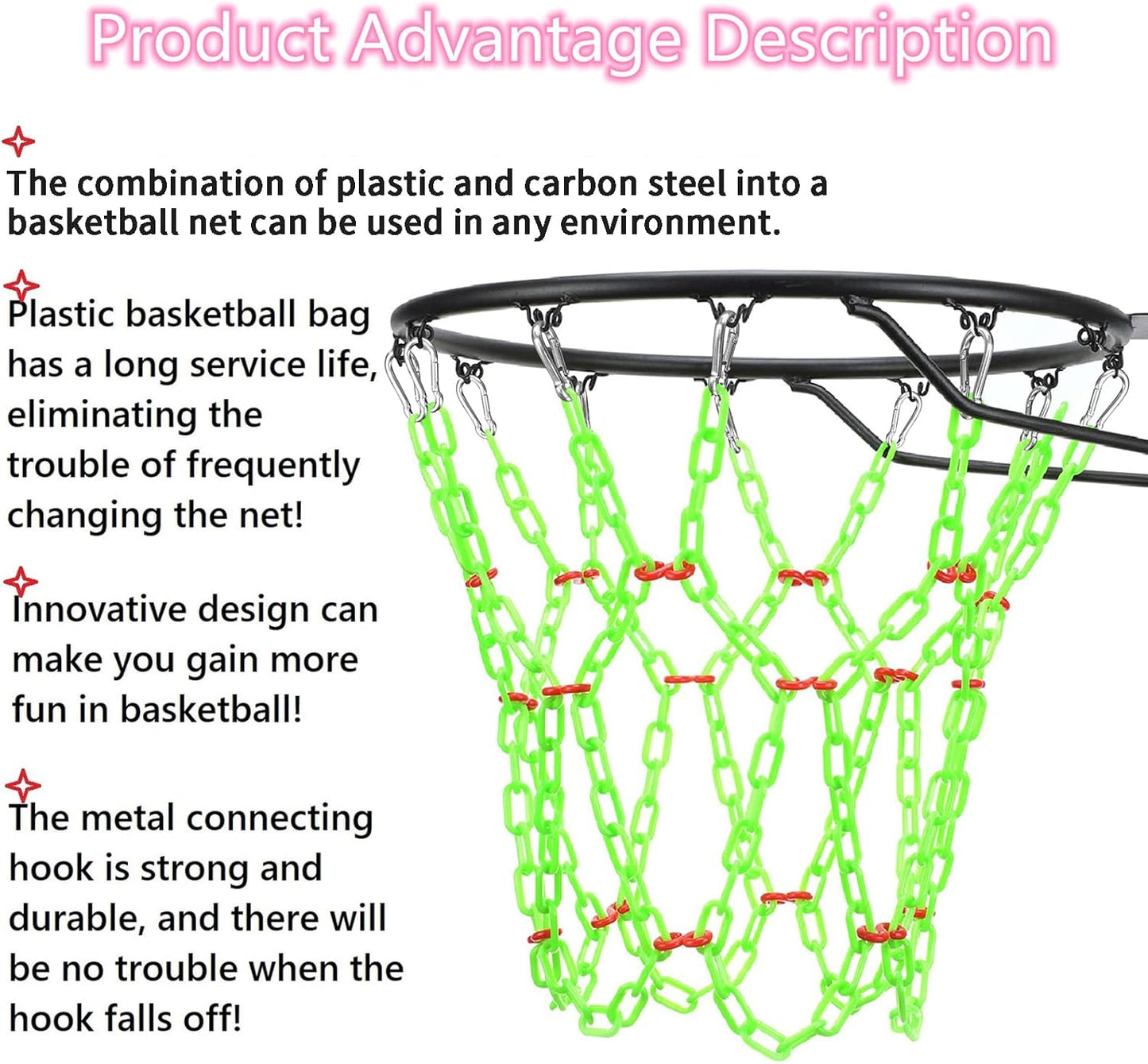 Skiennix Heavy-Duty Basketball Net Replacement - Anti-Rust Resin for Indoor/Outdoor Use | Standard 12-Ring