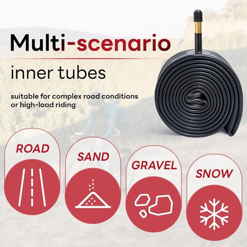 AV48mm Bike Tubes - 26" Replacement Inner Tubes for City/Road/Mountain Cycling | 2-Pack, Reliable Schrader Valve