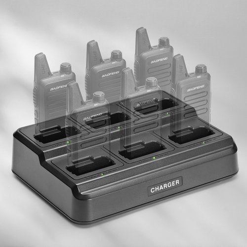BAOFENG Six-Way Charger for RT22 T22, Multi-Unit Charging Station Base for BAOFENG T22, Retevis RT22 RT22S RB19 RB19P RB39 RB39P Walkie Talkie, Rapid Charger, Black