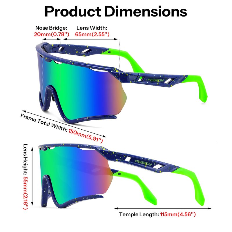 FEISEDY Sports Sunglasses for Men Women Youth Baseball Cycling Running Softball Biking Glasses B0305