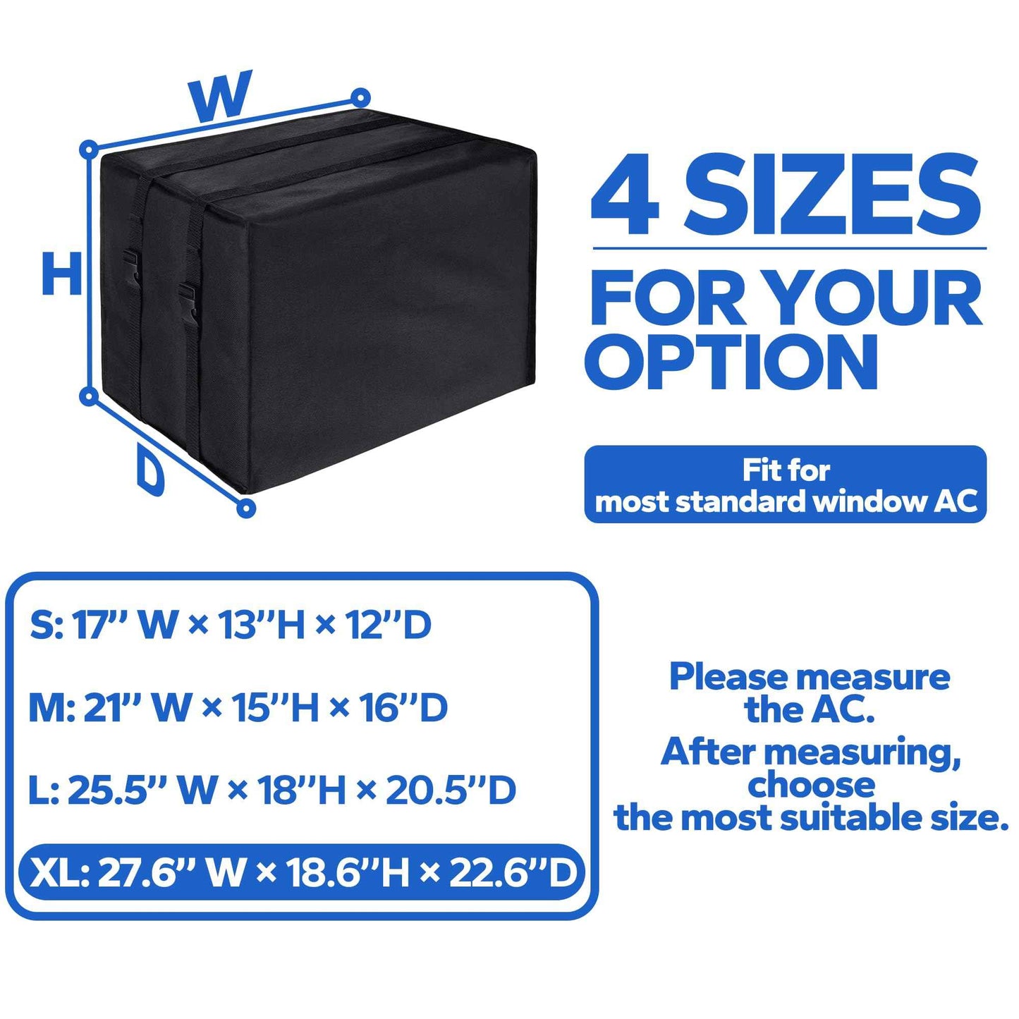 Cestluck Window Air Conditioner Covers for Outside: XL Size-27.6"(W) x 22.6"(D) x 18.6"(H) Black Outdoor Window Cover for Winter - Dustproof Windproof, Snowproof, Waterproof