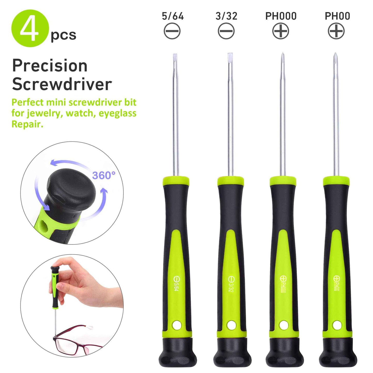 FASTPRO 12-Piece Magnetic Screwdrivers Set with Slotted Phillips Screwdrivers and Precision Screwdrivers, Repair Tool Kit with Storage Bag, Green