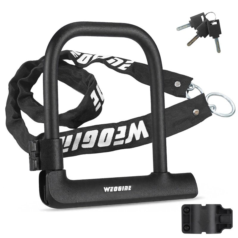 Bike U Lock with 4ft Security Chain 14mm Shackle, Bike Lock with 3 Keys and Mounting Bracket, Bicycle U-Locks Perfect for Road, Mountain, and Electric Bikes,Bicycle Lock