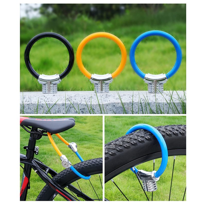 Bicycle Lock,Small Portable Ring Safety Anti-Theft Tamper Proof Shear Resistance Thickened Steel Cable Alloy,Apply to Mountain Bike Road Cycling Touring Foldable Bicycle(Orange)