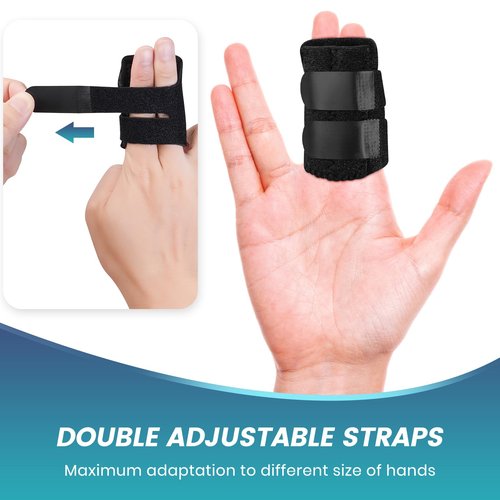 EDNYZAKRN 2 Pcs Trigger Finger Splint with 2 Metal Bars for double fingers, Finger Brace Finger Buddy, Immobilizer Support Strap for Arthritis, Tendonitis - Right Hand