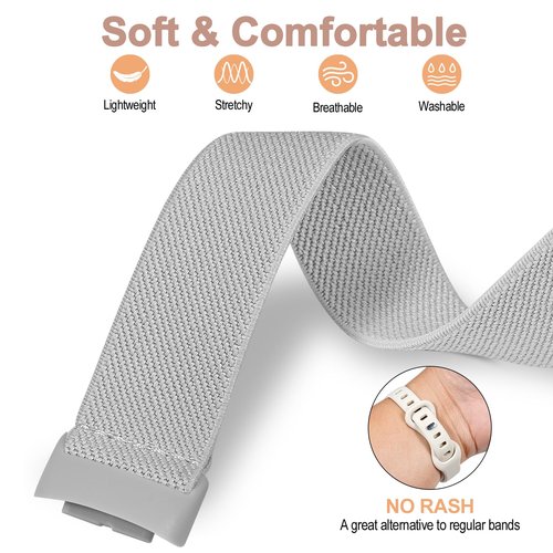 Compatible with Fitbit Charge 6 Watch Bands, 3 Pack Stretchy Nylon Sport Loop Wristbands Replacement for Fitbit Charge 5 Band/Charge 6 Fitness Tracker Women Men-Breathable, Lightweight, Elastic