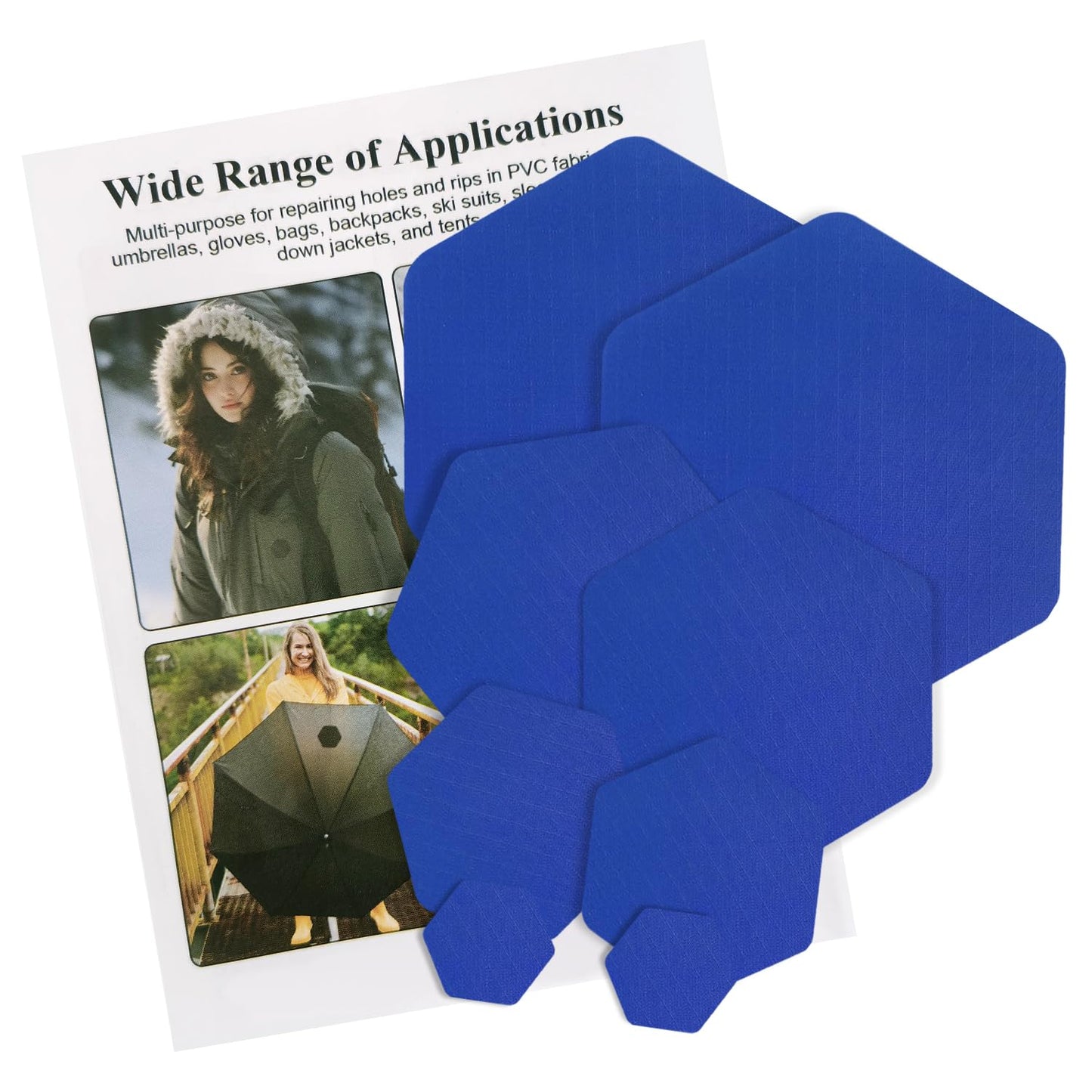 CLINTT 8Pcs Down Jacket Repair Patch, Puffer Jacket Repair Patch, Waterproof Self-Adhesive, Pre-Cut, Tear-Resistant Rip-Stop Nylon Patches for Down Jacket Clothing Tent Bag - Blue
