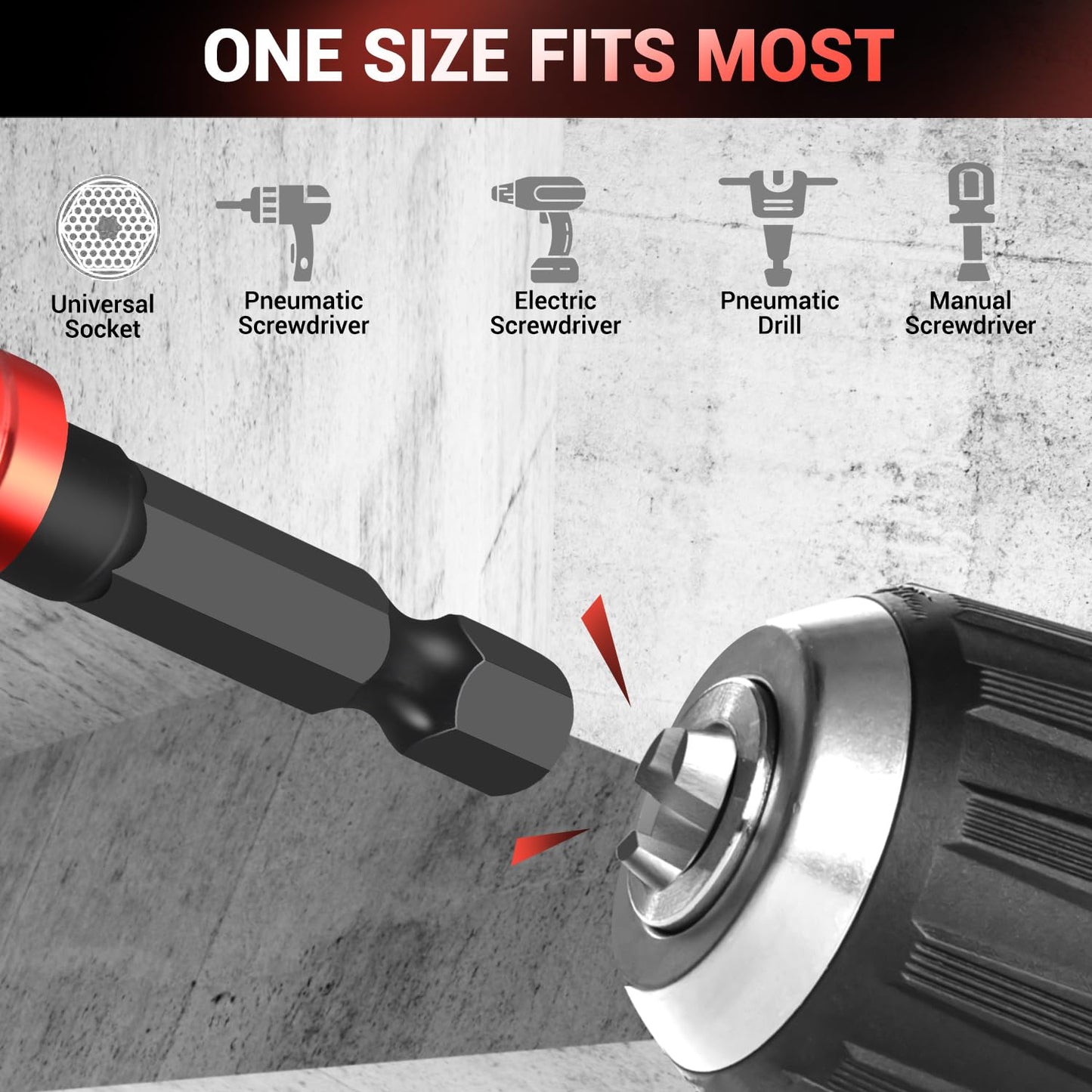 GURADESIGN 8-Piece Impact Socket Adapter Set for Drill, 1/4" 3/8" 1/2" Hex Shank Impact Driver Socket Adapter, Socket to Drill Adapter