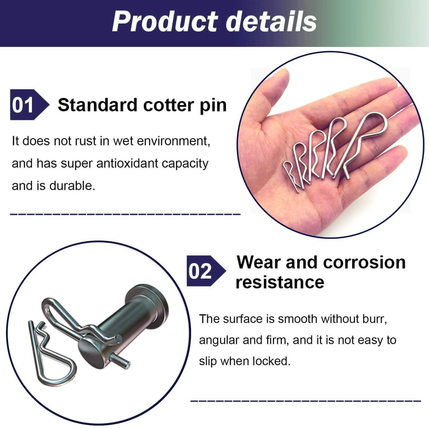 Ironking 90 Pcs 6 Sizes Stainless Steel Hitch Pin Clip R Clips Retaining Pins Tractor Cotter Pin Hair Pin Assortment Spring Clip Retainer Pins Kit for Hitch Pin Lock System, Trucks, Engine Repair