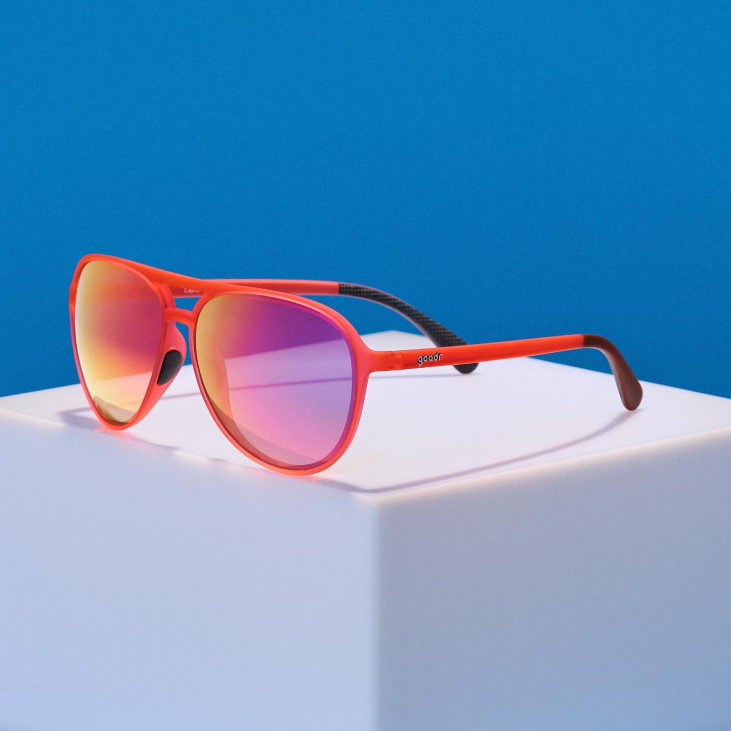 goodr Captain Blunt's Redeye Polarized Aviator Sunglasses, Medium Sized (Mach G), Red Frames with Red Mirrored Reflective Lenses, UV400 Protection, No Slip, No Bounce