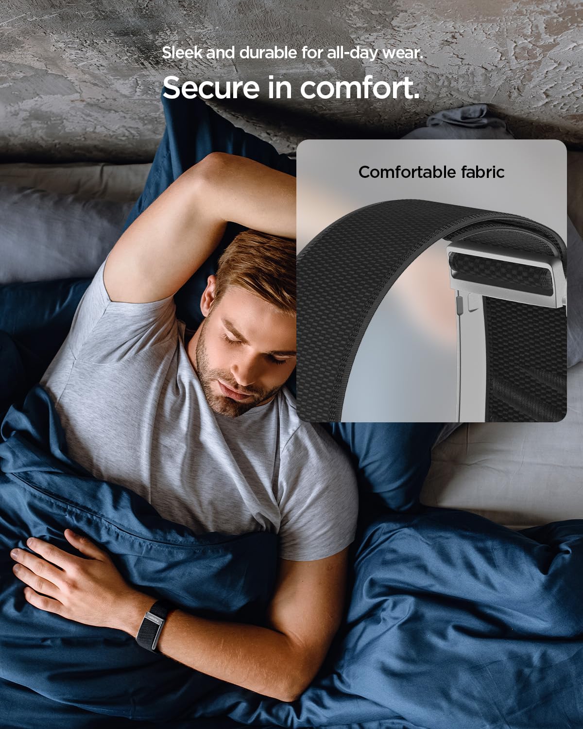 Spigen for WHOOP Band, WBF3 Compatible with WHOOP 5.0 Strap Breathable Nylon Replacement Wristband with Secure Fit for Fitness & Training - Black