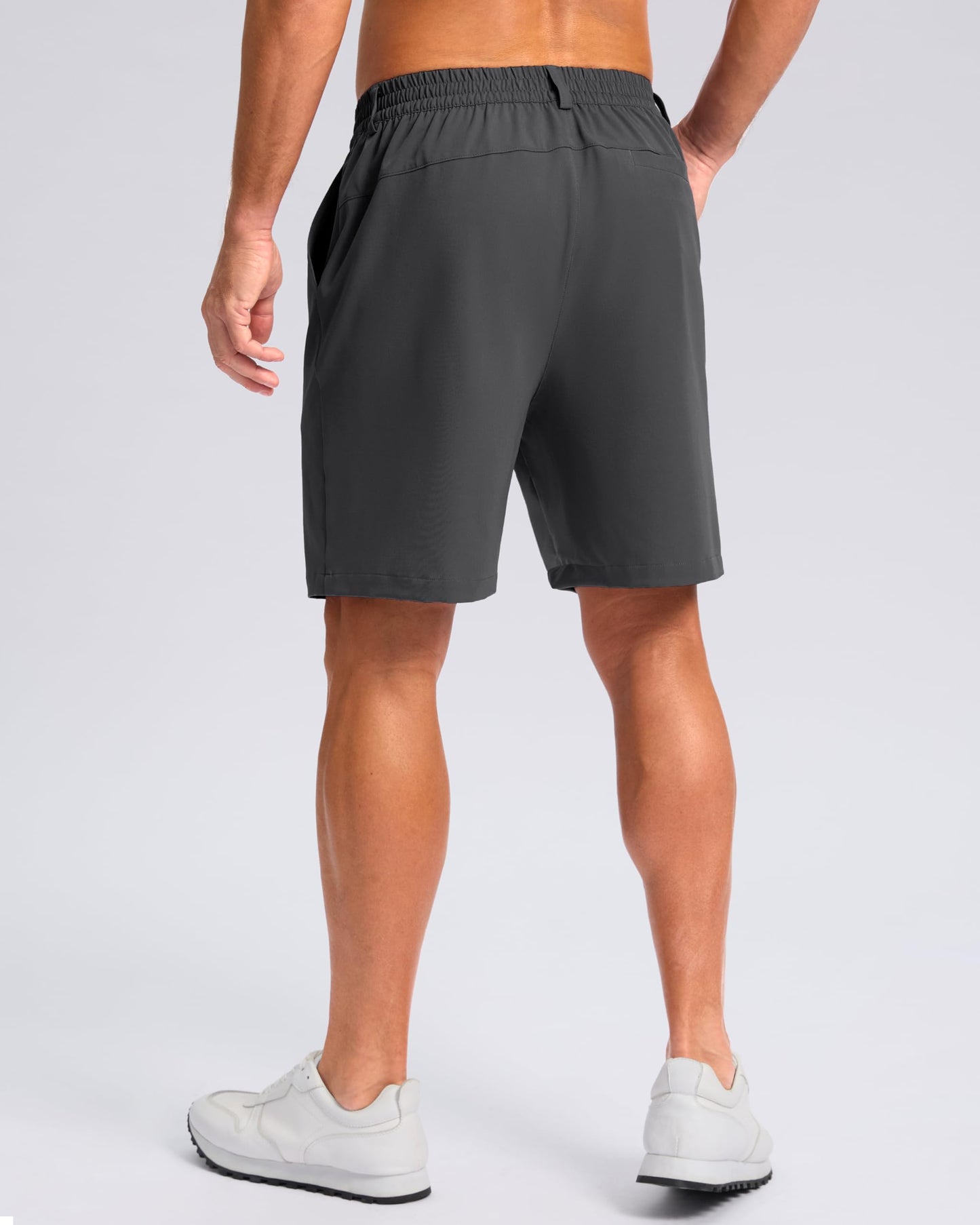 Pudolla Men's Casual Shorts 7" Lightweight Golf Shorts with 3 Pockets Stretch Quick Dry Comfy Work Shorts（Charcoal L