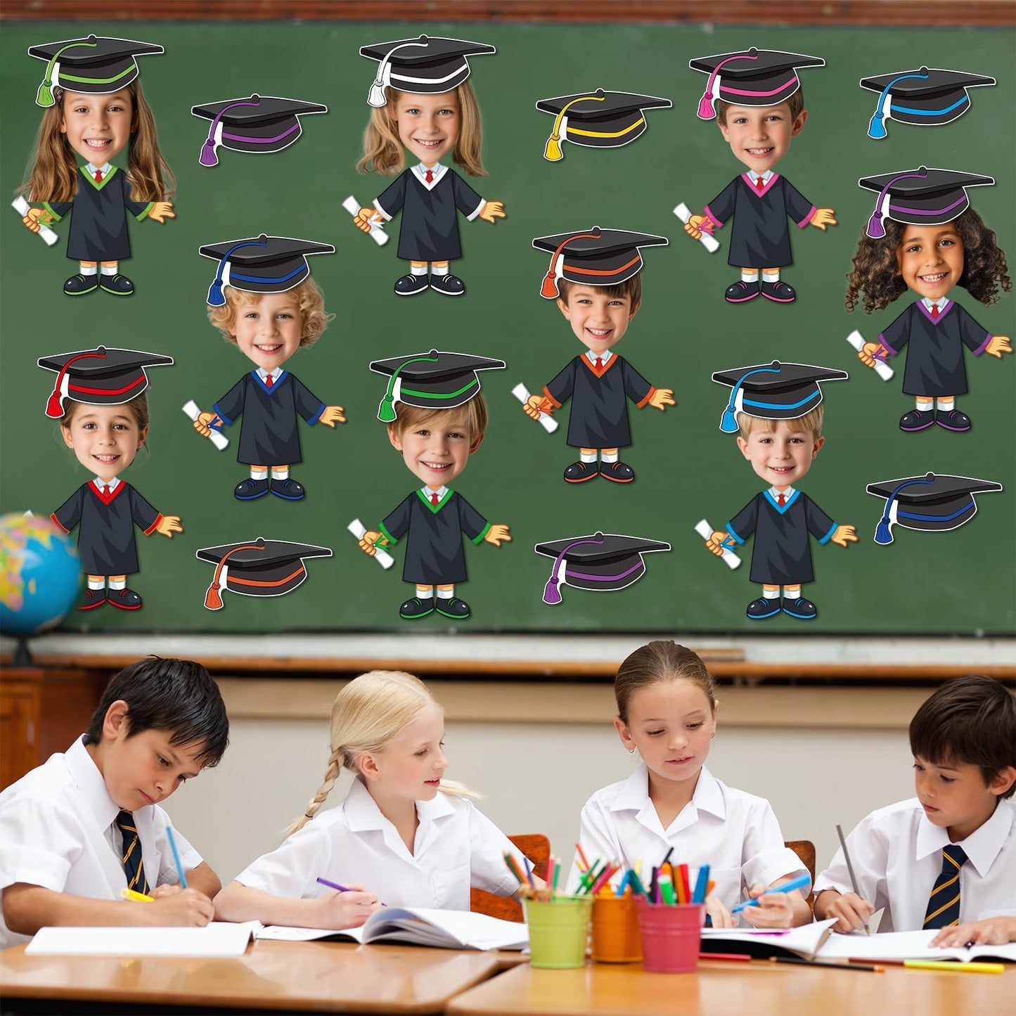 gisgfim 80Pcs Graduation Gown Cutouts Graduation Bulletin Board Decorations Large Graduates Grad Classroom Decor for Boy Girl DIY Craft Photo Wall Door 2026 Kindergarten Preschool Party Favor Supply