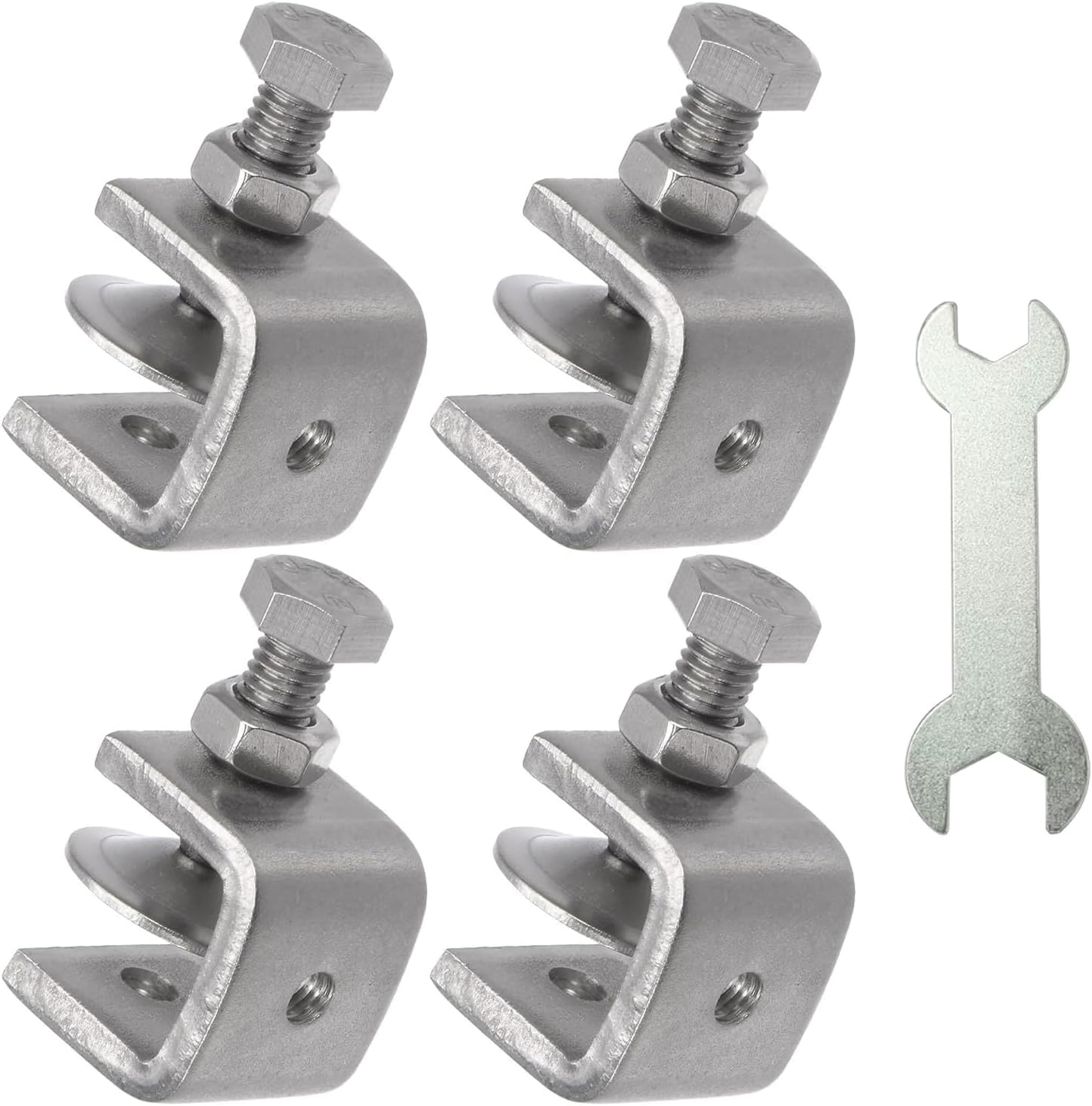 Stainless Steel C Clamps, Mini Tiger Clamp Set for Mounting, Heavy Duty Metal U Clamps, Small Desk G-Clamp with 0.98 Inch Stable Wide Jaw Opening for Metal Working Woodworking Welding Building (4pcs)