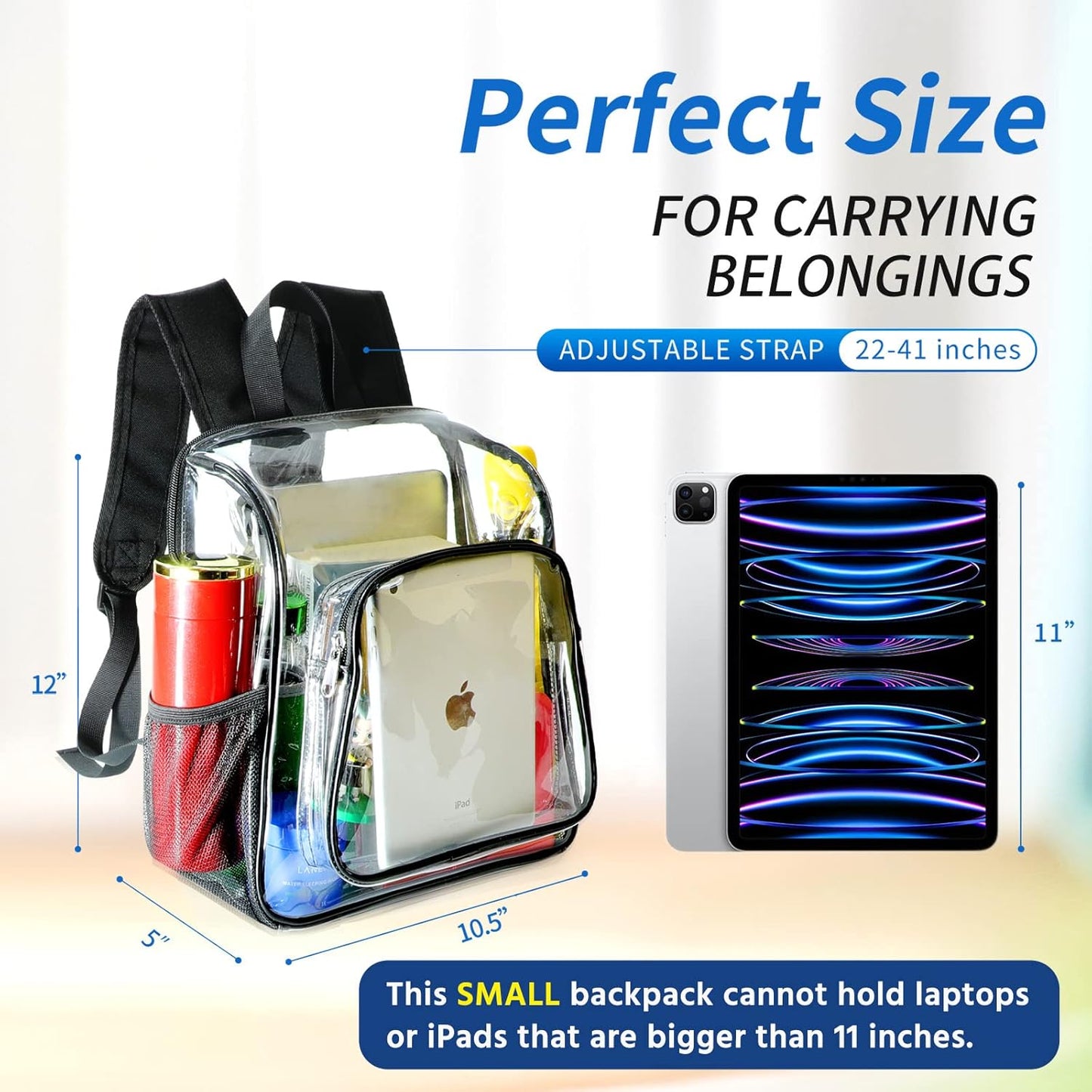 Mildbeer Clear Backpack - Stadium Approved 12x12x6 with 2 Bottle Holders | Ideal for Concerts & Festivals