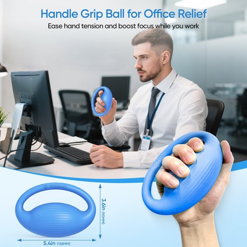 FitBeast Hand Exercise Ball Set–Stress Balls for Adults, Grip Strength Trainer Set for Rehab, Stress Relief, Arthritis, Carpal Tunnel, Hand Strength & Flexibility (3 Piece Set - Yellow Blue Red)
