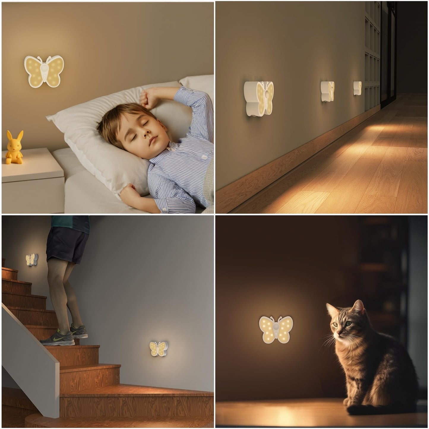 Fuligent Motion Sensor Night Light, 1200mAh Rechargeable Battery Night Light with 2 Color Temperatures, Adjustable Brightness, Magnetic Nightlight for Kids, Closet,Hallway, Stairs, Bedroom, 2-Pack