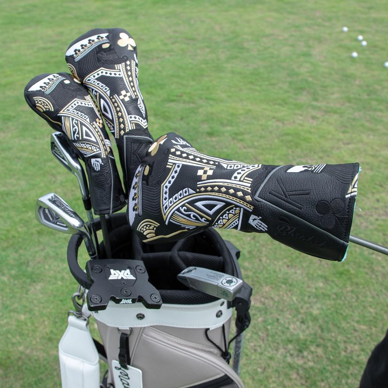 BAIRBRE Golf Head Covers,Black Poker Diamond King 3 Wood Headcover Golf Driver Cover Fariway Wood Headcover Hybrid Head Covers Golf Club Covers for Most Brand (for Driver)