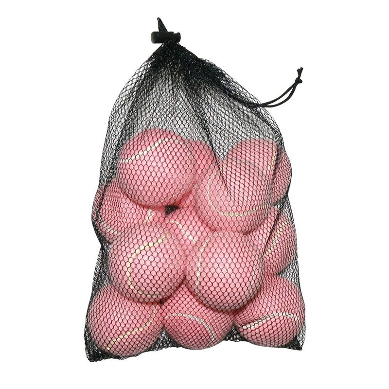 URBEST Tennis Balls, 12 Packs Training Tennis Balls Practice Balls for Novice Player, Pet Dog Playing Balls with Mesh Carry Bag (Light Pink)
