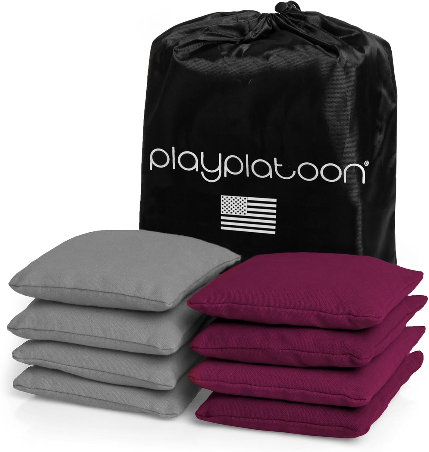 Play Platoon Cornhole Bags - Weather Resistant Set of 8 | Official Size & Weight Tossing Bags
