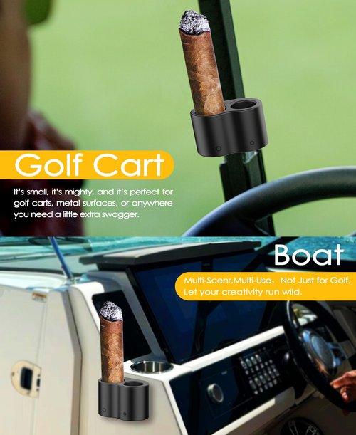 eddyrise Premium Silicone Cigar Holder for Golf Cart – Dual Slot Design with 4 Ultra-Strong Magnets, Universal Golf Cart Cigar Holder Magnetic, Effortless One-Hand Operation Smoking Accessories Black