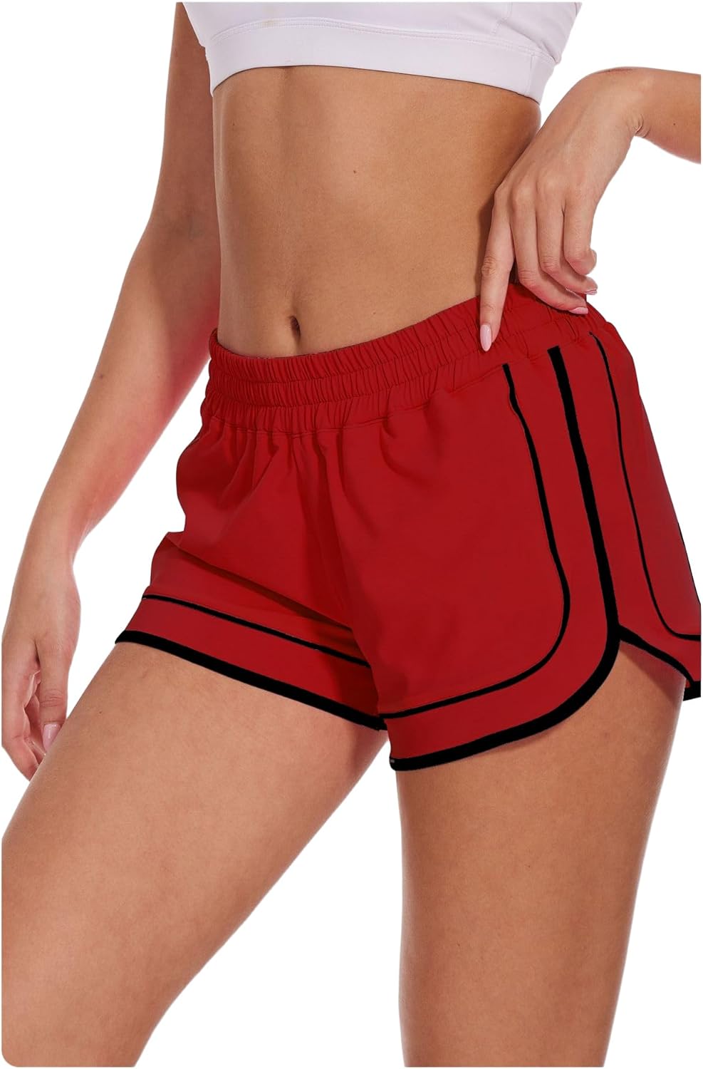MEIVSO Women's Running Dolphin Shorts - 3'' Quick Dry Athletic Shorts with Zipper Pockets