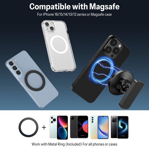 OMOTON Golf Cart Phone Holder, Mount for MagSafe iPhone 17 16 15 14 13 12, Universal Super Magnet Base, 360° Rotatable, Fits EZGO Club Car Yamaha Icon & Gym, Golf Cart Accessories Gift for Golfers