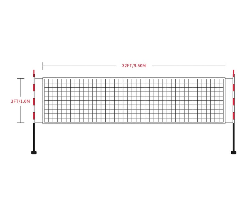 Sanung Volleyball Net with Steel Wire for Indoor and Outdoor Gardens Campus Backyard Swimming Pool Park Beach Portable Game Standard Size (32 FT x 3FT) Poles Not Included