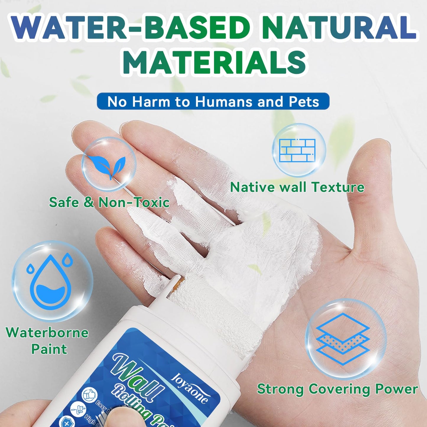 White Paint for Wall, Fast-Drying Paint Roller Brush, Water-Based Wall Paint Touch Up Without Extra Tools Required, Easy to Apply Drywall Repair Small Areas Surfaces for Flat, Ceiling(1 Pack)