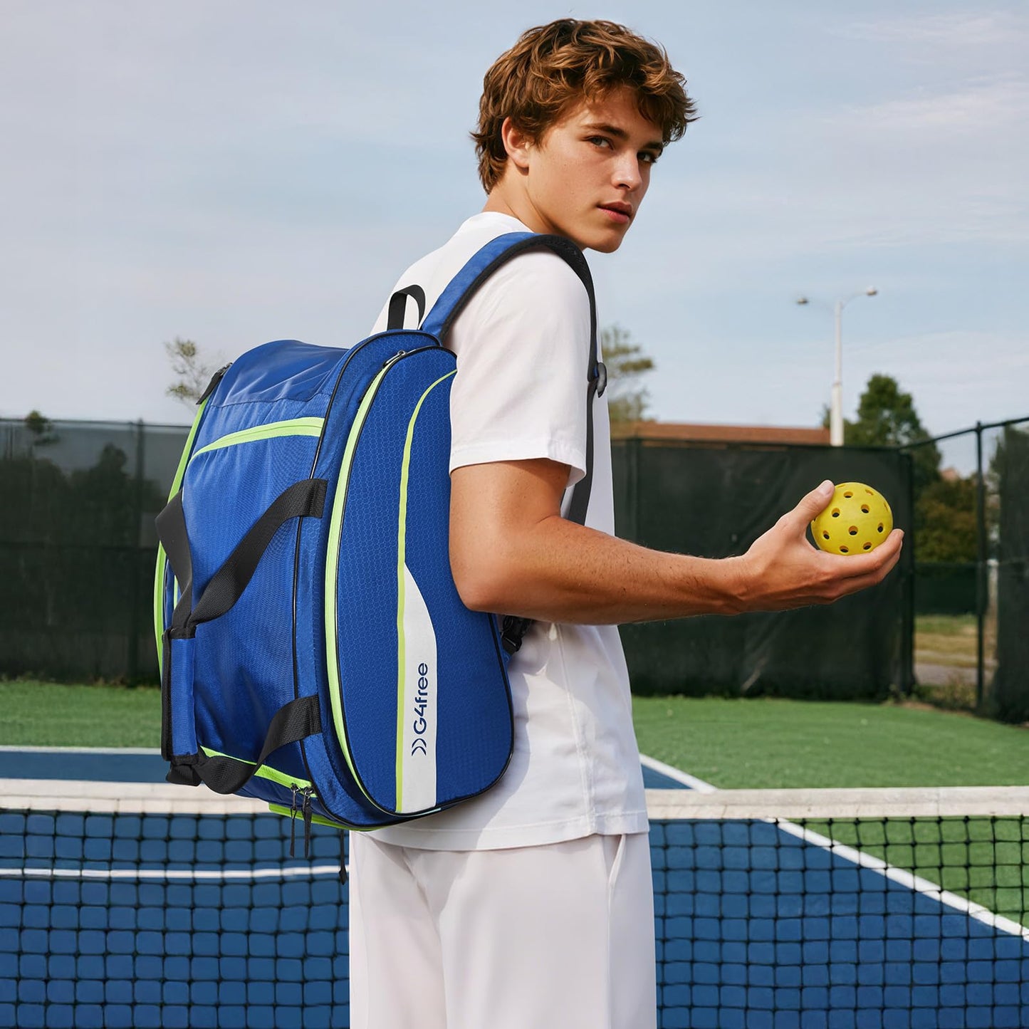 G4Free 2-in-1 Pickleball Bag Pickleball Backpack Pickle Ball Bag Holds 4+ Paddles for Women & Men with Fence Hook Thermal Insulation Compartment(Blue)
