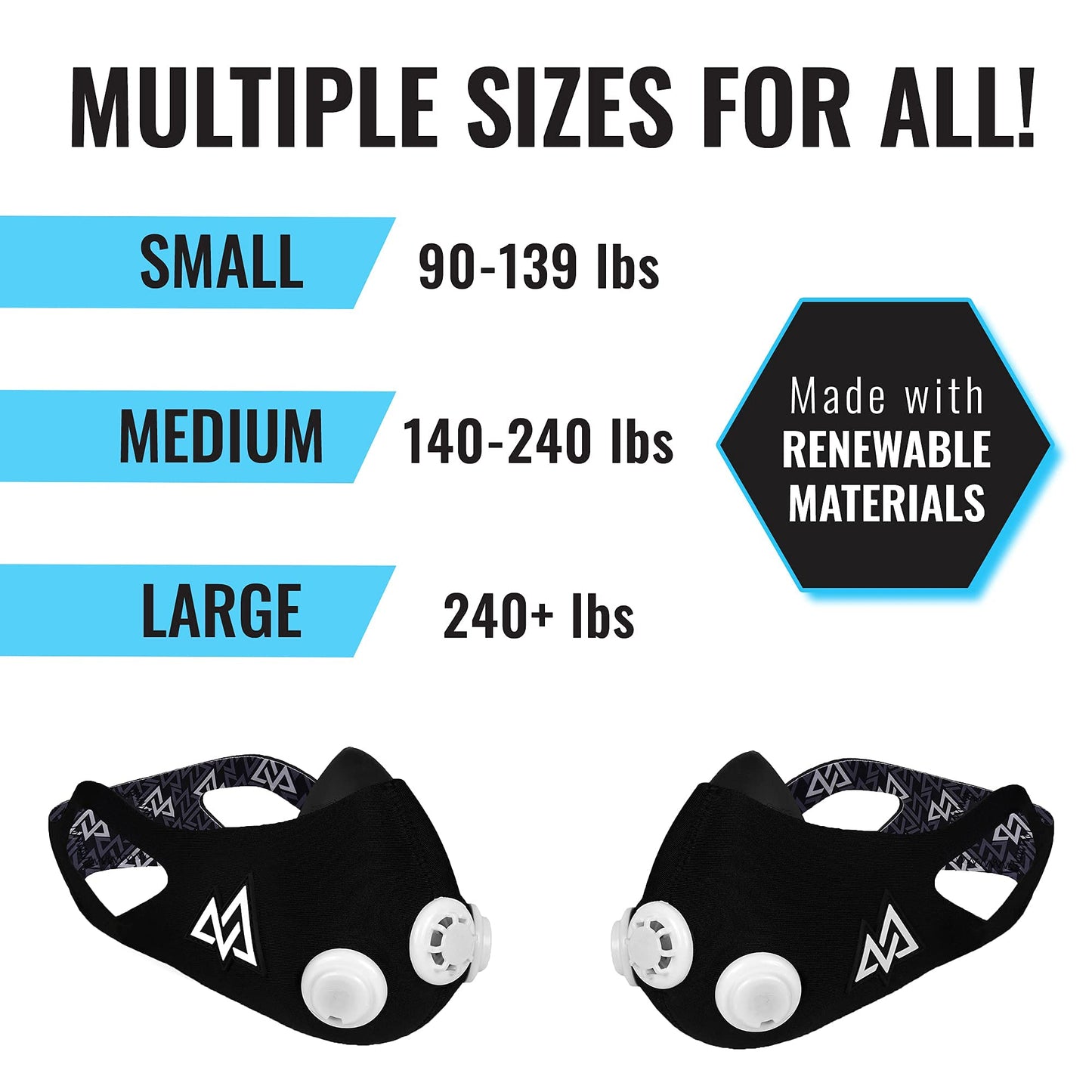TRAININGMASK - Elevation Training Mask 2.0 BlackOut - Fitness Mask, Workout Mask (Small)