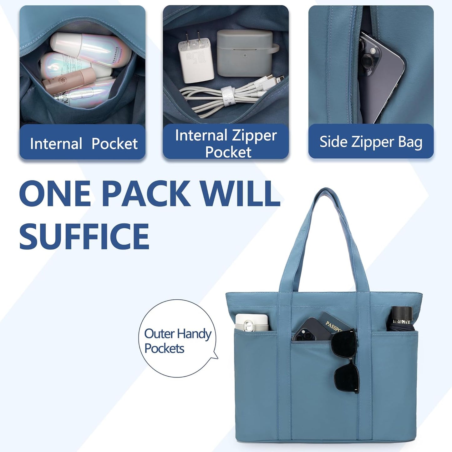 Skiennix Tote Bag for Women - Large Handbag with Laptop Compartment | Ideal for Travel & Work