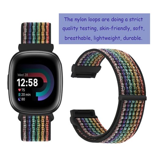 10 Packs Nylon Band Compatible with Fitbit Versa 3/Fitbit Versa 4/Fitbit Sense 2/Fitbit Sense for Women Men, Adjustable Sport Stretchy Braided Solo Loop Strap for Fitbit Versa 3/4