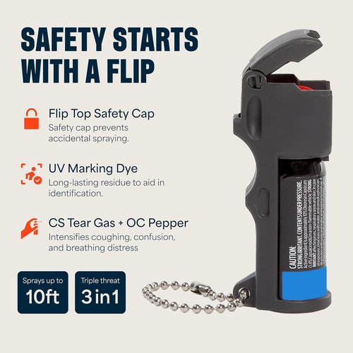 Mace Pepper Spray - Max Police Strength 3-in-1 Formula with Tear Gas & UV Dye | Fast Flip Top Design for Accurate Self Defense