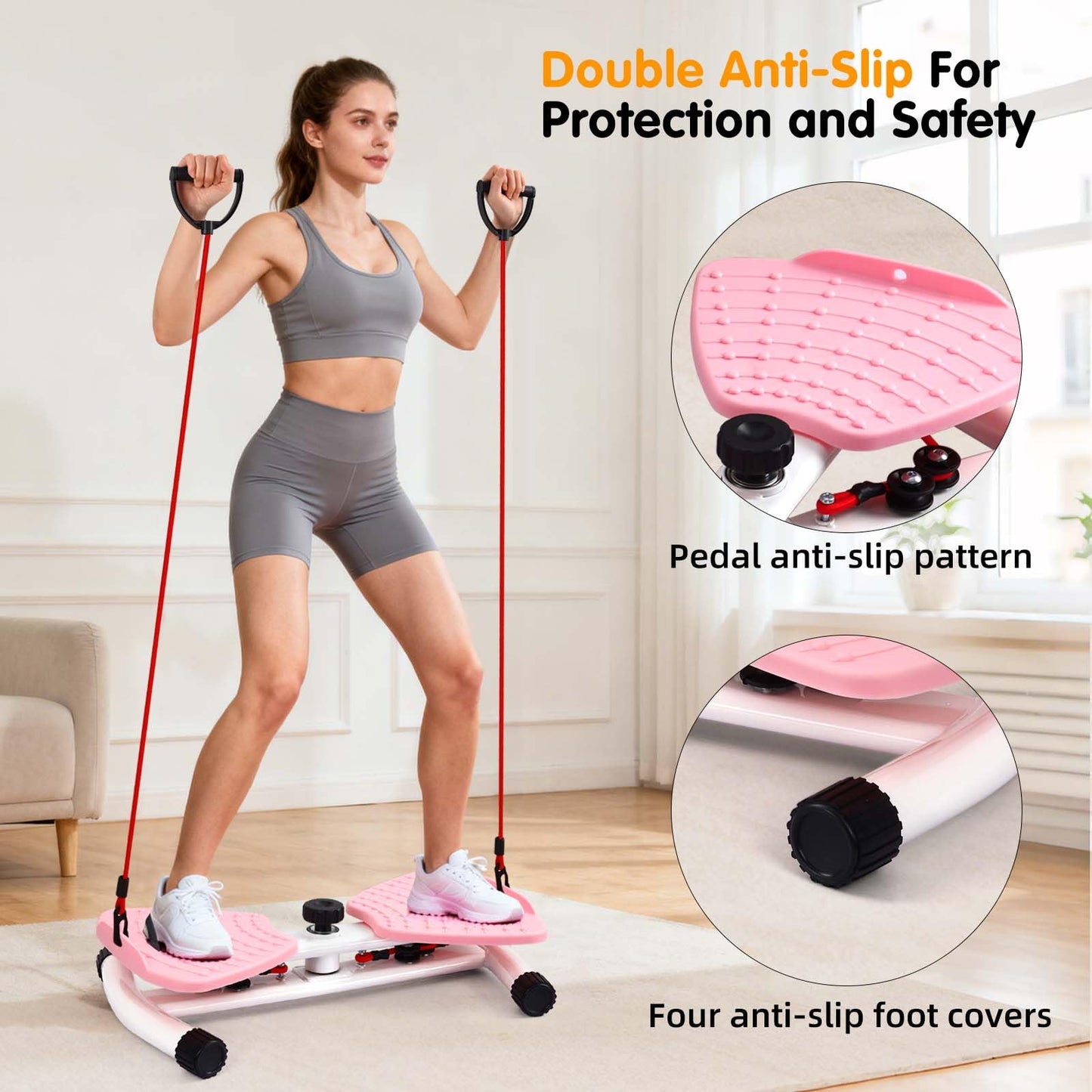 Waist Twister Machine Exercise, Ab Twister Board with 300 Lbs Weight Capacity, Adjustable Noiseless Twist Board for Exercise, Home Abs Exercise Equipment for Women/Men