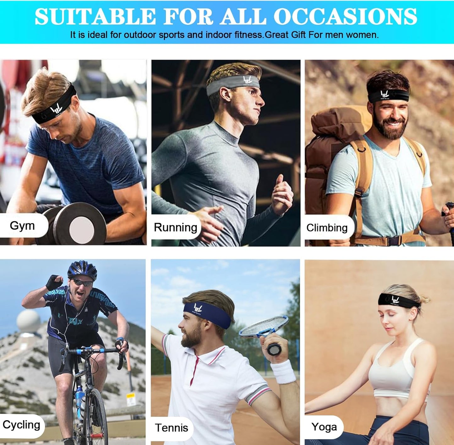 Skiennix 3-Piece Sweat Bands | Cooling Headbands for Men & Women | Ideal for Sports & Workouts