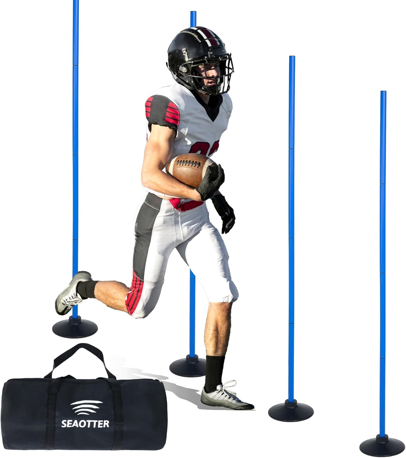 SEAOTTER Soccer Agility Poles Set - 6ft Detachable Speed Training Poles for Football & Rugby | 4/6/10 Pcs