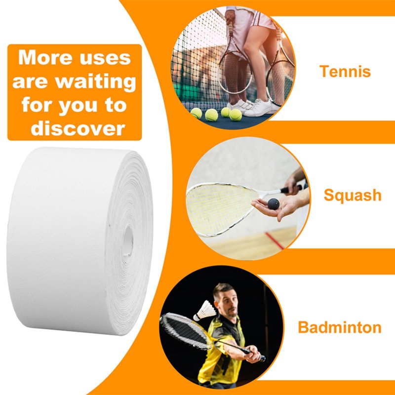 OUKENS Tennis Racket Protection Tape, 5m Premium PU Widened Squash White Racket Head Edge Protective Guard, for Tennis/Badminton/Pickleball Paddle/Golf Club, Easy Apply and No Residue
