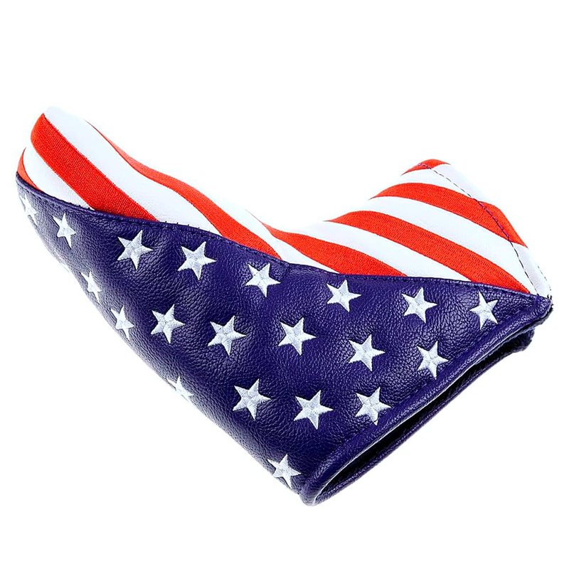 GOOACTION American Flag Blade Putter Head Cover – 3D Embroidered Stars & Stripes, Magnetic Closure, Waterproof PU Leather, Patriotic Putter Cover