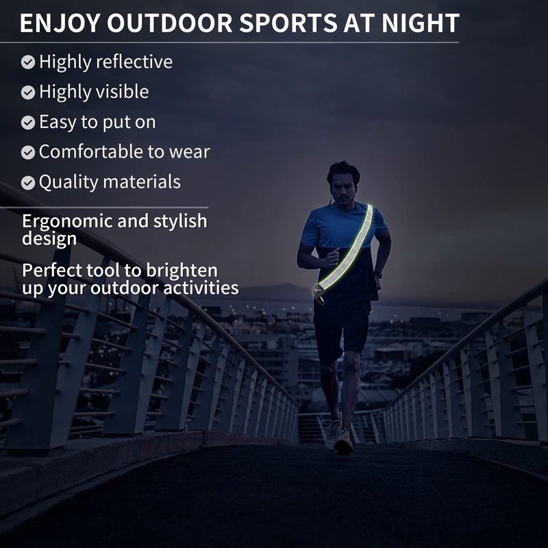 Oberlet Reflective Sash for Walking at Night | Night Walking Safety Gear | High Visibility Reflective Strap | Reflective Belt for Walking in The Dark | Reflective Running Gear | A
