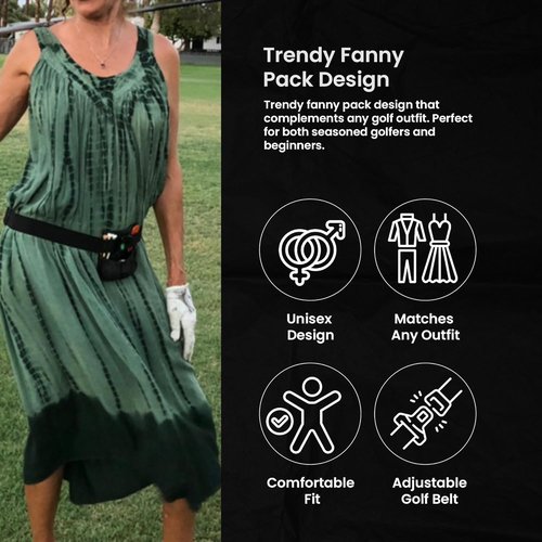 Lady Caddy Golf Valuables Pouch Bag - Golf Balls Bag for tees, Balls, Ball Marker, Divot Repair Tool, Keys, Cards & Cash - Golf Caddy Belt Pouch for Women & Men- Golf Accessories Gift for Golfers