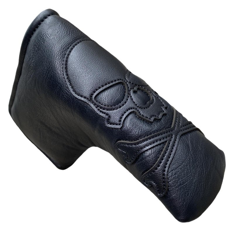 Skull Magnetic Golf Putter Cover Headcover Blade Putter Head Cover in Black Skeletion Golf Club Covers fits for Putters Width Under 1.6" (Black Stitching)