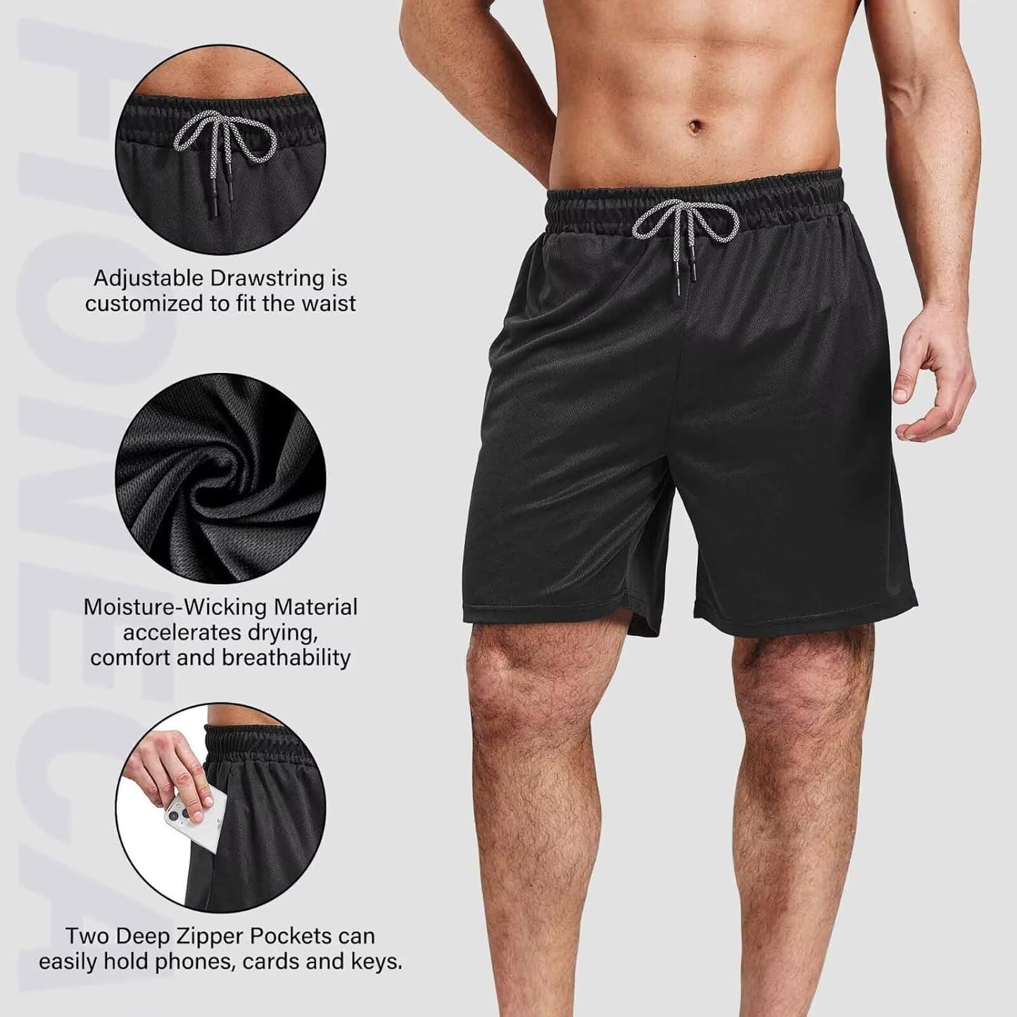 Skiennix Men's Athletic Gym Shorts - 7-Inch Dry Fit & Mesh Running Shorts with Pockets | 5-Pack
