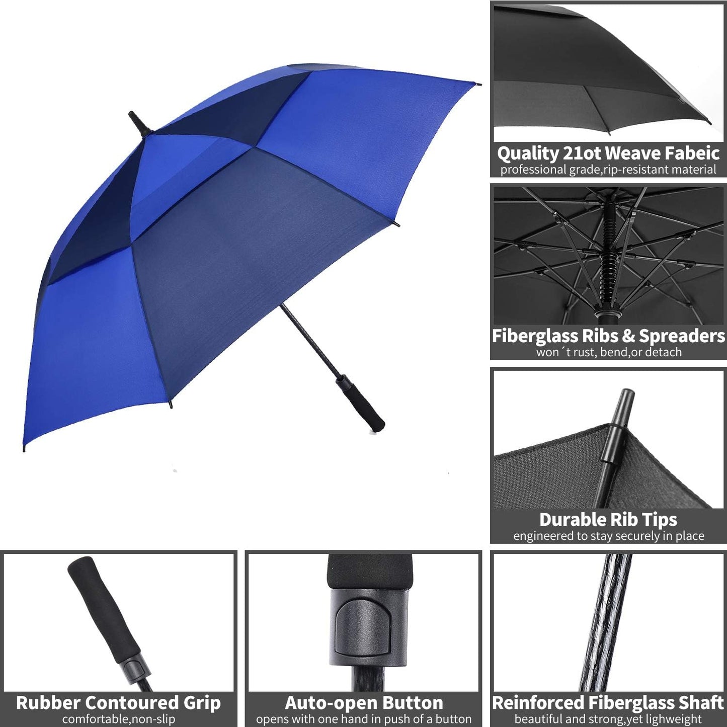 MRTLLOA Golf Umbrella - Extra Large 54/62/68/72 Inch | Automatic Open, Windproof & Waterproof