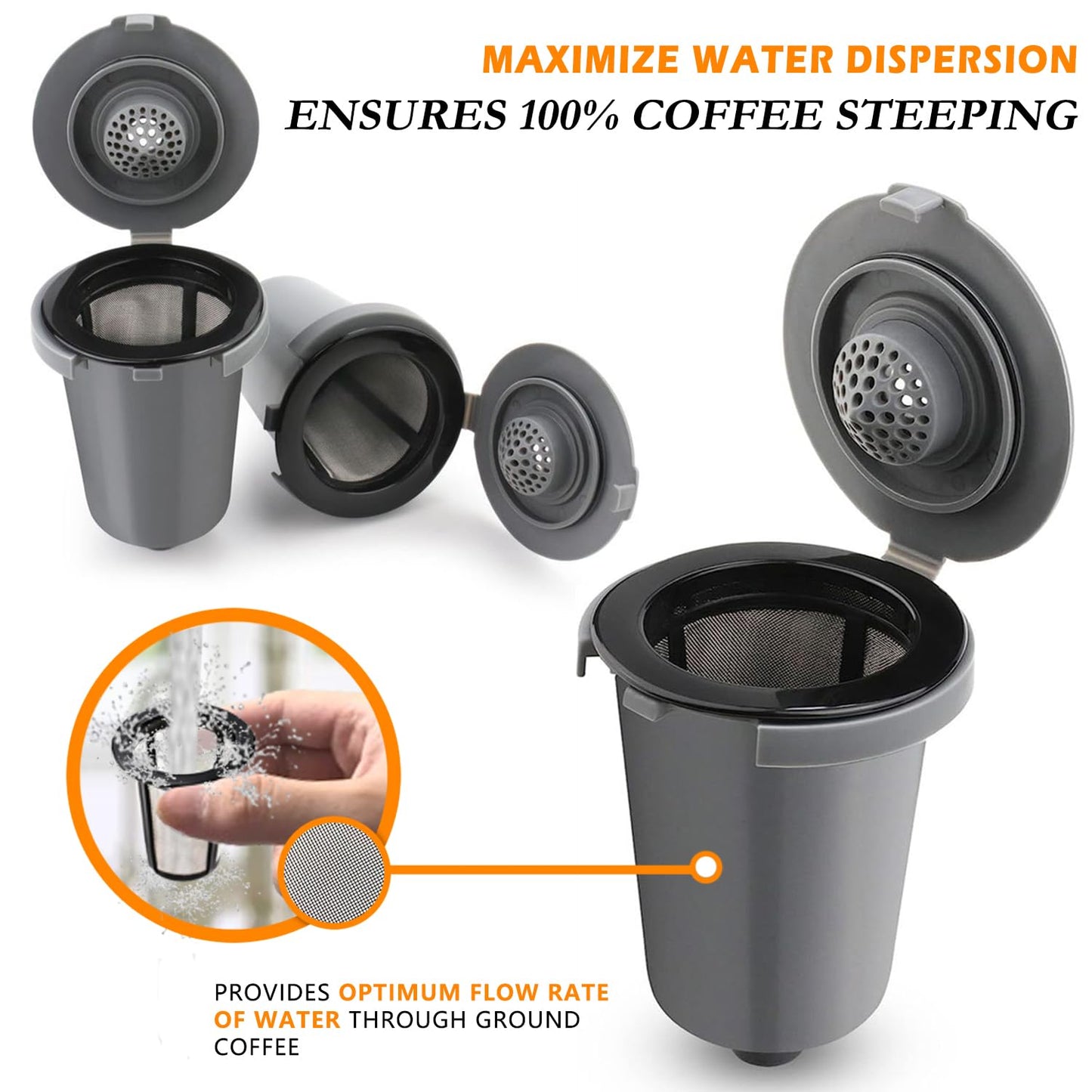 Reusable Filter Cup for Cuisinart，Compatible with SS-RFC Single Serve Brewer Coffe Maker (1 Pack with 2 Mesh Filters)
