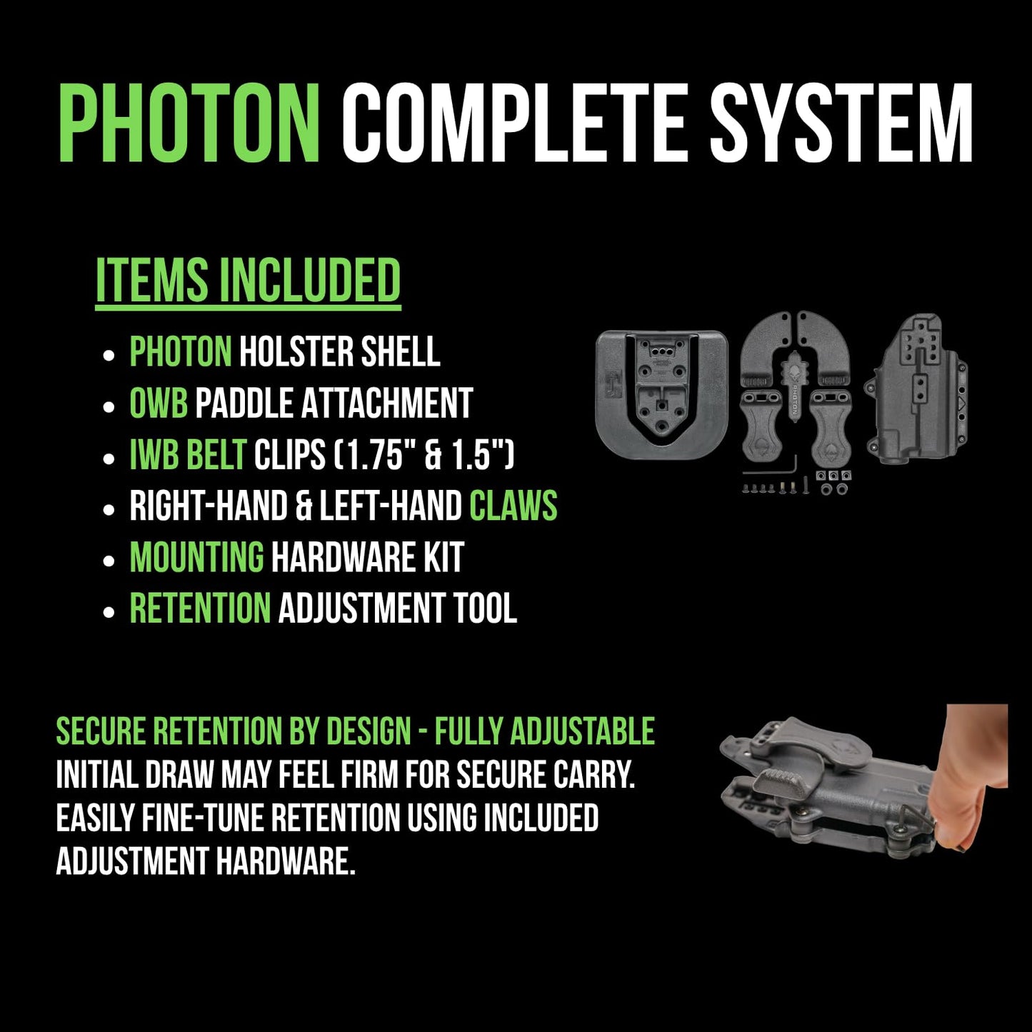Alien Gear Photon Holster – Fits Sig Sauer P365 Fuse Only – IWB & OWB – Ambidextrous – Optic Compatible – Compact Light Required – Fits TLR-7A – Made in the USA