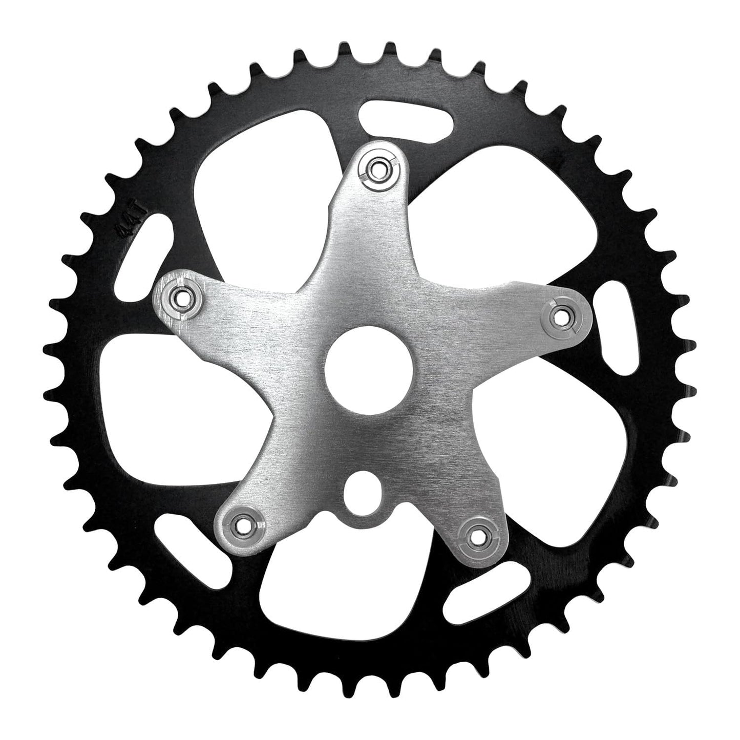 WFS Pulsar Chainring w/Spider Sprocket 44T 1/8" 110mm BCD 5 Arm Hole Old School BMX, Black, WFS3080-BO