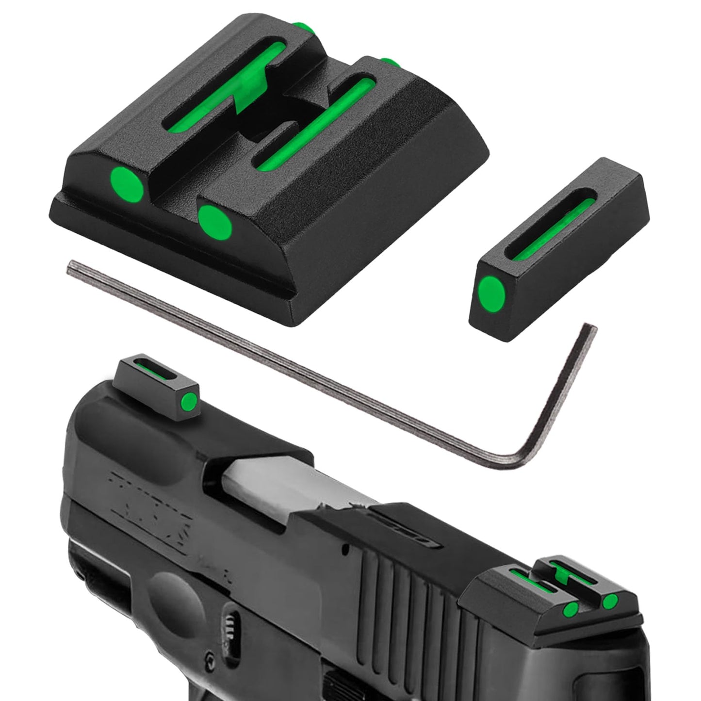TRSAIM No-Tritium Fiber Optic Red/Green Sights for Pistol Taurus G2C, PT111, G3 w/o, TX22, G2, 709, G2S, PT140, 740, Taurus G2C Accessories Sights Set, NOT for G3C (Green Dot)