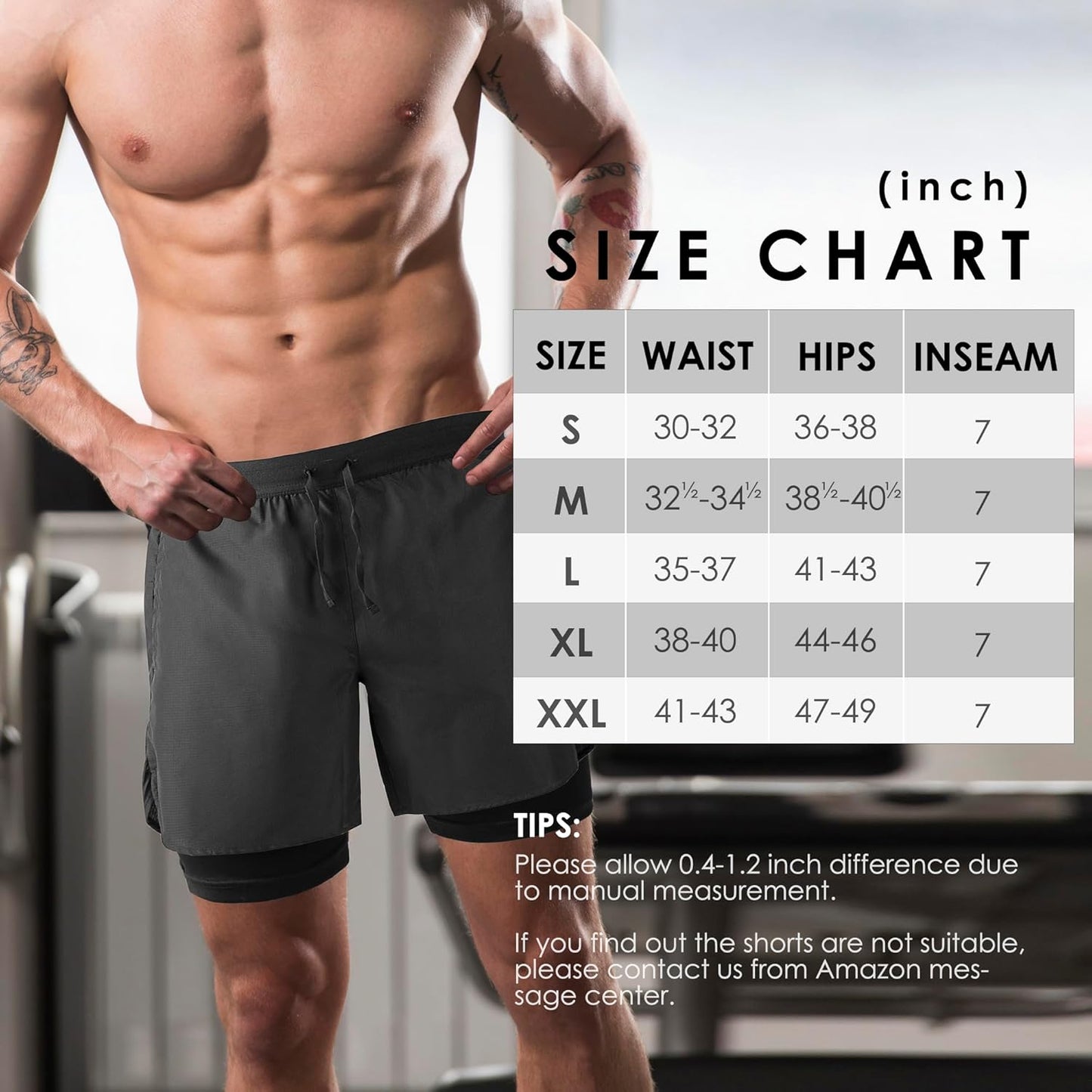 NIMOJIRO Men's 2-in-1 Running Shorts - Lightweight Athletic Gym Wear for Outdoor Training